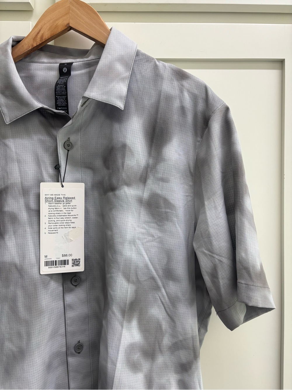 Lululemon Airing Easy Relaxed Short Sleeve Shirt Men’s M Foggy Gray NWT - Picture 5 of 7